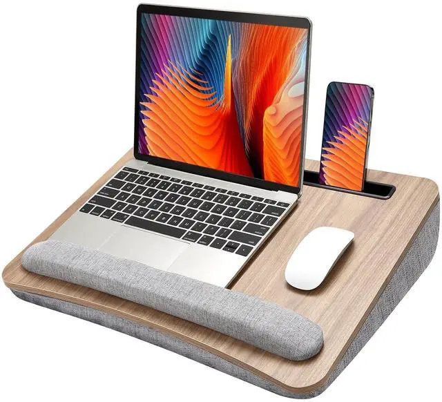 Main image of Laptop Lap Desk - Portable Lap Desk with Pillow Cushion, Fits up to 17 inch Laptop, with Anti-Slip Strip & Storage Function for Home Office Students Use as Computer Laptop Stand, Book Tablet