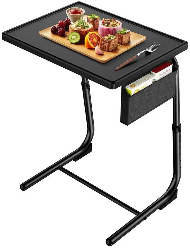 Main image of TV Tray, Adjustable TV Dinner Tray Table, 20.5 x 15.4 inch Folding Tray Table with Storage Pocket, 6 Height Settings, 3 Angle Adjustments, Comfortable Tray Tables for Bed & Sofa, HNTT04B