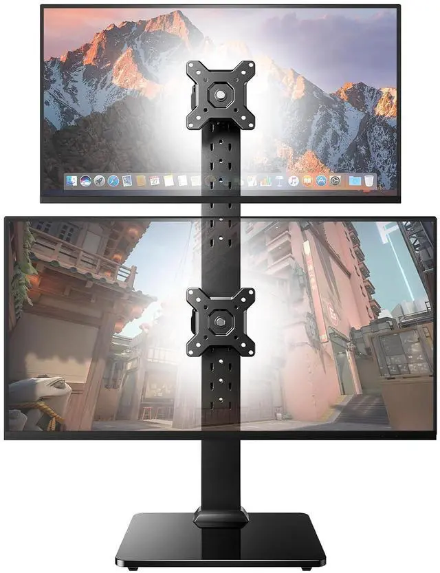 Main image of Dual Monitor Stand for 13 to 34 Inch, Max Load 44 lbs, Vertical Monitor Mount, Freestanding Monitor Riser with Swivel, Tilt, Rotation, 13 Height Settings, Max VESA 100x100