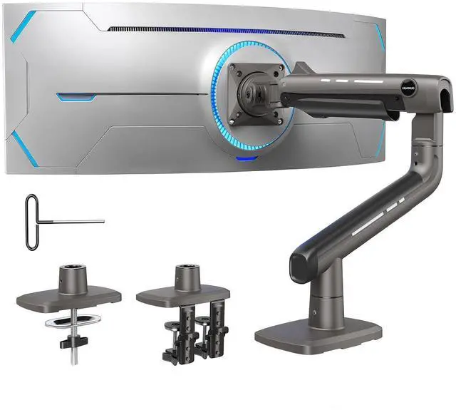Main image of TitanLift Heavy Duty Monitor Arm for Screens up to 49", Holds 44 lbs, Aluminum Ultrawide Screen Monitor Mount, Fully Adjustable Single Gaming Desk Mount with Dual C-Clamp, Max VESA 100x100mm