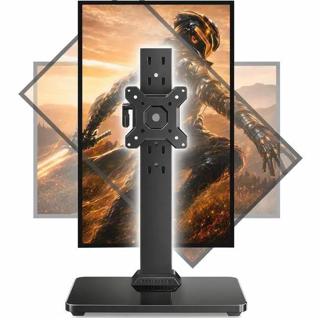 Main image of Single Monitor Stand for 1334 inch Screens up to 44 lbs | Heavy-duty steel, swivel, tool-free tilt, 360° rotation, 5 height settings, cable management, max VESA 100x100mm, home office