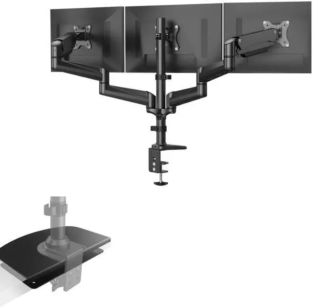 Main image of Triple Monitor Mount for 17 to 32 inch Screens, Steel Monitor Mount Reinforcement Plate for Thin, Glass and Other Fragile Tabletop