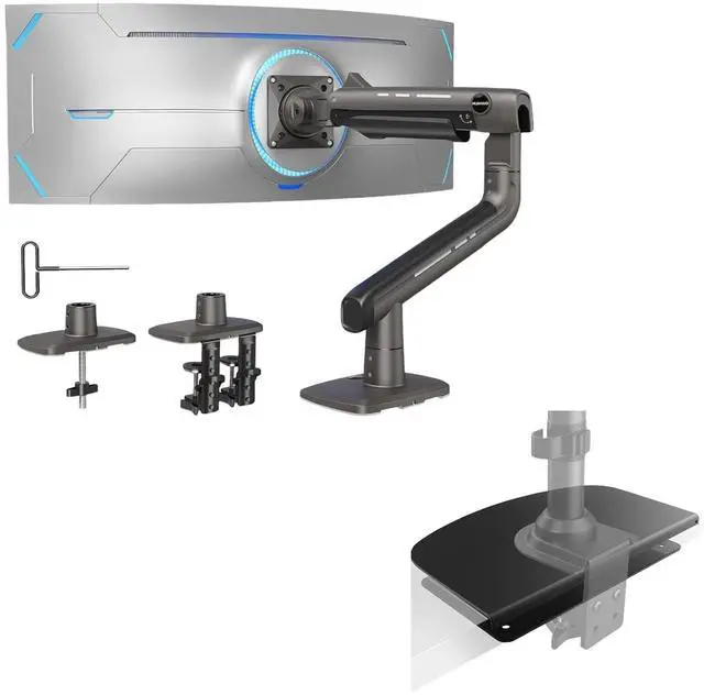 Main image of Heavy Duty Monitor Arm for Ultrawide Screens up to 49", Steel Monitor Mount Reinforcement Plate