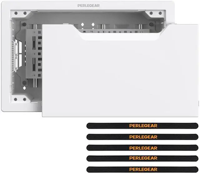 Main image of 9 in-Wall Media Box, Electrical Box, Recessed Outlet Box and Media Enclosure for One Connect Box & Network Switches, Cable Management Kit with Cutting Template, Dust Bag & Drywall Saw