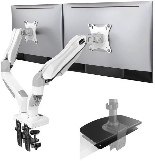 Main image of Dual Monitor Stand - Full Adjustable Monitor Desk Mount Swivel Vesa Bracket with C Clamp,Steel Monitor Mount Reinforcement Plate for Thin, Glass and Other Fragile Tabletop