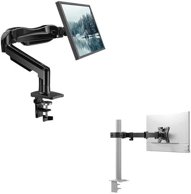 Main image of FlowLift Single Monitor Mount and HUANUO Universal Full Motion Pole Mount Monitor Arm