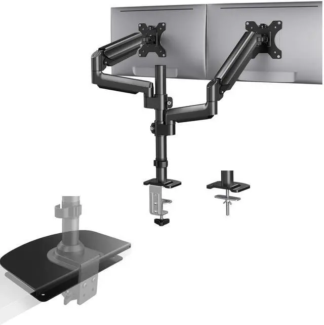 Main image of Dual Monitor Mount up to 32 inches Screens, HUANUO Steel Monitor Mount Reinforcement Plate for Thin, Glass and Other Fragile Tabletop