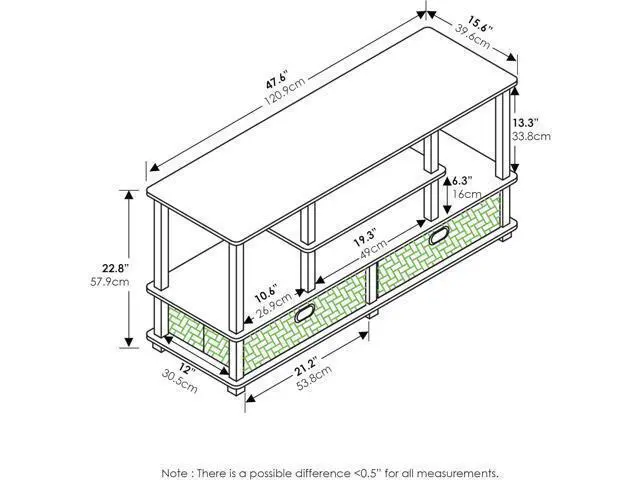 Alt view image 7 of 7 - Furinno JAYA TV Stand for up to 50-Inch TV, 55 Inch