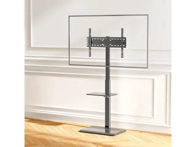 Alt view image 2 of 7 - Universal Floor TV Stand,TV Floor Mount Stand with Removable Shelf for 32-75 inch TV up to 110 lbs, Swivel and Height Adjustable Tall TV Stand for Bedroom,Office(TCP01-2-M-A02)