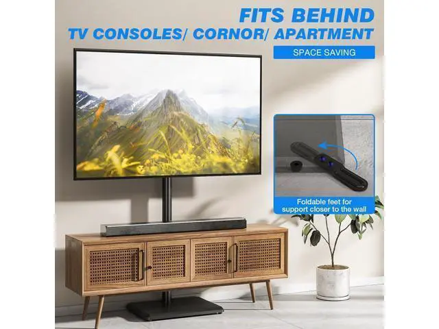 Alt view image 7 of 7 - Rfiver Swivel Floor TV Stand with Mount for 32-60 inch TVs up to 88 lbs, Height Adjustable Tall TV Stand with Wood Base, Saving Space Design for Bedroom, Living Room and Corner, Max VESA 400x400mm