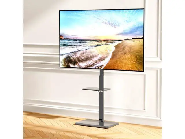 Alt view image 7 of 7 - Universal Floor TV Stand,TV Floor Mount Stand with Removable Shelf for 32-75 inch TV up to 110 lbs, Swivel and Height Adjustable Tall TV Stand for Bedroom,Office(TCP01-2-M-A02)