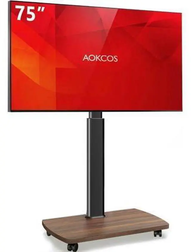 Main image of Rolling TV Stand for 43 50 55 60 65 70 75 Inch TVs, Portable Mobile TV Stand on Wheels, 10-Level Height Adjustable TV Cart with Swivel & Tilt Mount for Bedroom/Living Room/Office/Corner