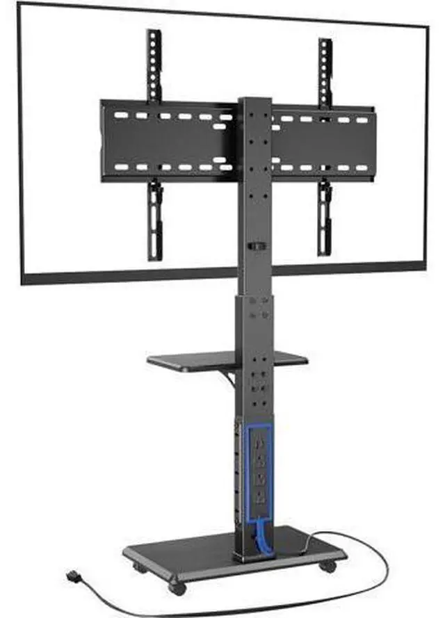 Main image of Rolling TV Stand with Power Outlet, Mobile TV Cart for 32-75 Inch TVs up to 110 lbs, 18 Adjustable Heights, Max VESA 600x400mm, TV Floor Stand with Swivel Mount/Shelf/Wheels, Fits for Bedroom, Outdoor