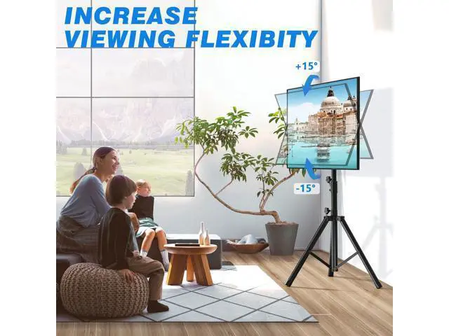 Alt view image 3 of 7 - Rfiver Tripod TV Stand, Portable TV Stand Mount for 37-80 Inch LED LCD OLED Flat/Curved Screen TVs, Height Adjustable Display Floor TV Stand, Foldable MonitorTV Stand, Holds Up to 110lbs