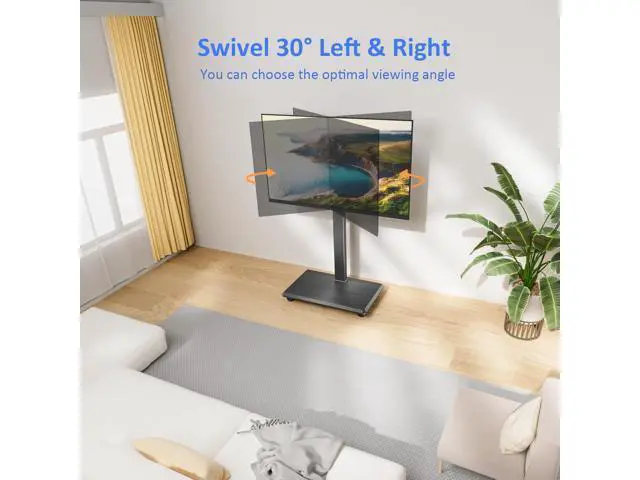 Alt view image 5 of 7 - Rolling TV Stand, Portable Mobile TV Stand for 32-75 Inch TVs up to 110 lbs, 18 Adjustable Heights, Max VESA 600x400mm, Rolling TV Cart on Wheels with Mount for Bedroom, Office, Outdoor