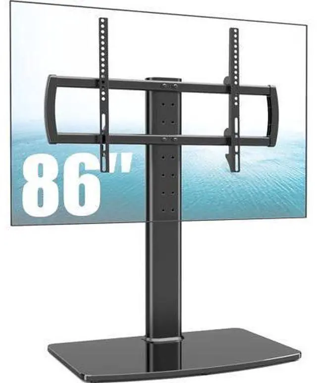 Main image of Universal TV Stand/Base Tabletop TV Stand with Wall Mount for 40 to 86 inch 5 Level Height Adjustable, Heavy Duty Tempered Glass Base, Holds up to 132lbs Screens, HT03B-003