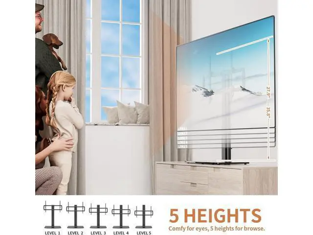 Alt view image 2 of 7 - Universal TV Stand/Base Tabletop TV Stand with Wall Mount for 40 to 86 inch 5 Level Height Adjustable, Heavy Duty Tempered Glass Base, Holds up to 132lbs Screens, HT03B-003