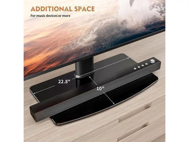 Alt view image 5 of 7 - Universal TV Stand/Base Tabletop TV Stand with Wall Mount for 40 to 86 inch 5 Level Height Adjustable, Heavy Duty Tempered Glass Base, Holds up to 132lbs Screens, HT03B-003