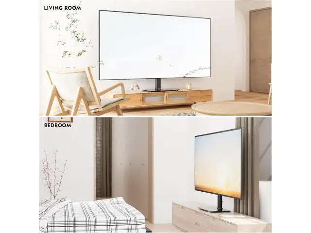 Alt view image 6 of 7 - Universal TV Stand/Base Tabletop TV Stand with Wall Mount for 40 to 86 inch 5 Level Height Adjustable, Heavy Duty Tempered Glass Base, Holds up to 132lbs Screens, HT03B-003