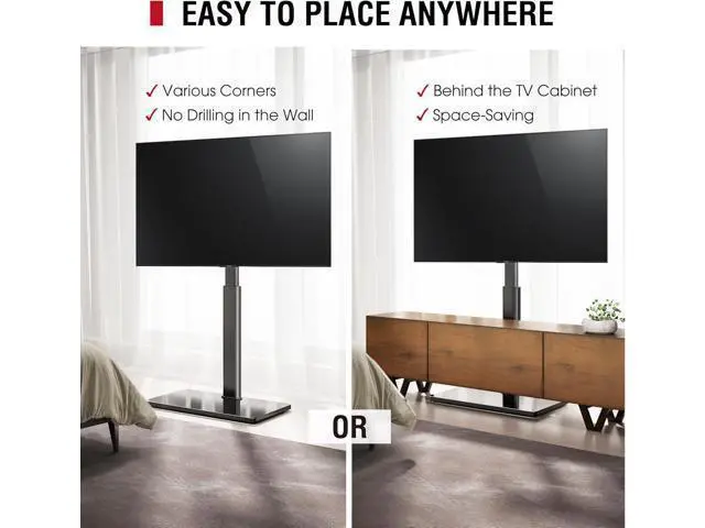 Alt view image 5 of 7 - Swivel TV Floor Stand for 43-75 Inches TVs, 10 Level Height Adjustable Corner Extra Tall TV Stand Mount for Living Room/Bedroom, Holds up to 110 lbs,MAX VESA 600x400mm,Black