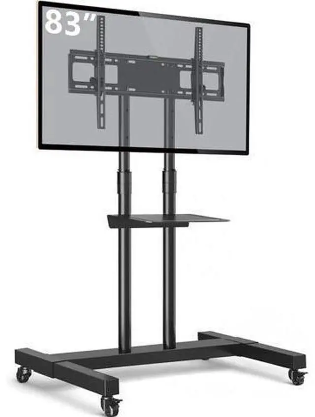 Main image of TAVR Furniture Mobile TV Stand Rolling TV Cart Floor Stand with Mount on Lockable Wheels Height Adjustable for 32-83 Inch TV Stand Flat Screen or Curved TVs Monitors Display Trolley Loading 110 lbs