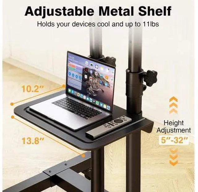 Alt view image 4 of 7 - TAVR Furniture Mobile TV Stand Rolling TV Cart Floor Stand with Mount on Lockable Wheels Height Adjustable for 32-83 Inch TV Stand Flat Screen or Curved TVs Monitors Display Trolley Loading 110 lbs