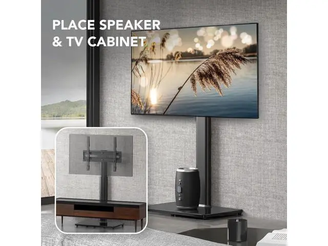 Alt view image 2 of 7 - AX WABER Universal TV Floor Stand with Mount for 27 to 65 inch TVs,Swivel Standing TV Stand with 9 Level Height Adjustable,Space Saving Design Tall TV Stand for Living Room/Bedroom/Dorm/Corner Black