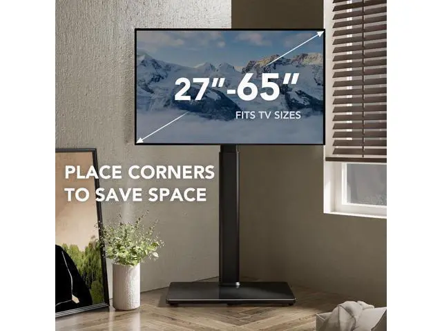 Alt view image 5 of 7 - AX WABER Universal TV Floor Stand with Mount for 27 to 65 inch TVs,Swivel Standing TV Stand with 9 Level Height Adjustable,Space Saving Design Tall TV Stand for Living Room/Bedroom/Dorm/Corner Black