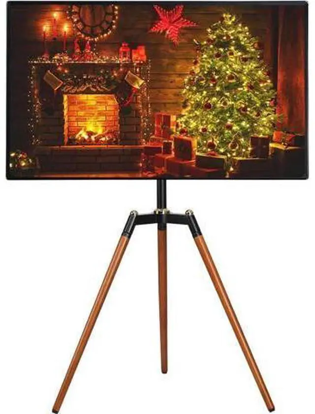 Main image of Universal Tripod Easel TV Stand for 32-65 inch LED LCD Screen Flat Curved Screen, Height Adjustable Studio TV Display Stand with 140° Swivel for Bedroom, Living Room, Corner TV Stand
