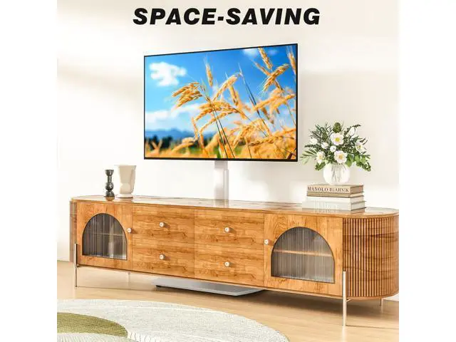 Alt view image 5 of 7 - YOMT Universal TV Floor Stand with Mount for 27-70 Inch LCD LED OLED TVs, Swivel Height Adjustable Tall TV Stand, Space Saving Design for Corner Bedroom Living Room, White