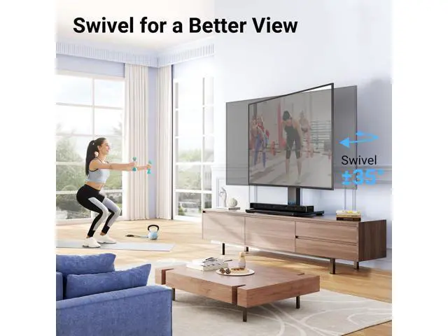 Alt view image 3 of 7 - PERLESMITH Universal Swivel TV Stand for 37-77 inch TVs, Table Top TV Stand Base up to 99 lbs, 4 Height Adjustable Universal TV Legs with Tempered Glass Base, Max VESA 600x400mm, PSTVS02-N1
