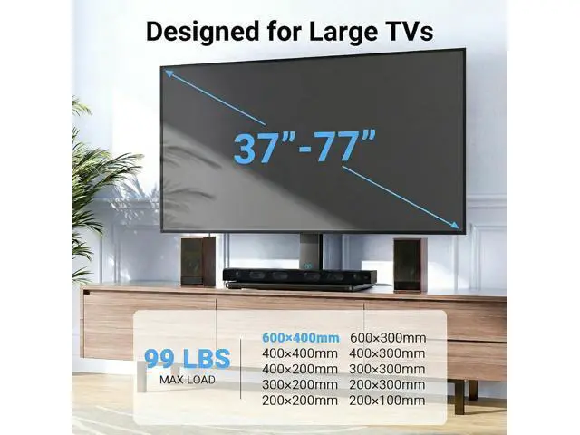 Alt view image 2 of 7 - PERLESMITH Universal Swivel TV Stand for 37-77 inch TVs, Table Top TV Stand Base up to 99 lbs, 4 Height Adjustable Universal TV Legs with Tempered Glass Base, Max VESA 600x400mm, PSTVS02-N1