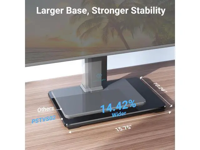 Alt view image 5 of 7 - PERLESMITH Universal Swivel TV Stand for 37-77 inch TVs, Table Top TV Stand Base up to 99 lbs, 4 Height Adjustable Universal TV Legs with Tempered Glass Base, Max VESA 600x400mm, PSTVS02-N1