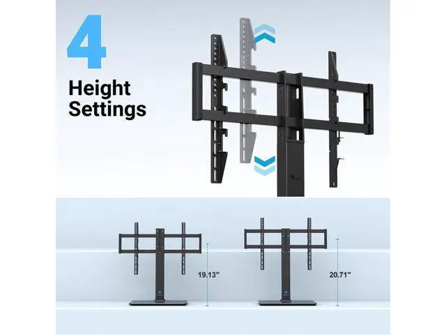 Alt view image 6 of 7 - PERLESMITH Universal Swivel TV Stand for 37-77 inch TVs, Table Top TV Stand Base up to 99 lbs, 4 Height Adjustable Universal TV Legs with Tempered Glass Base, Max VESA 600x400mm, PSTVS02-N1
