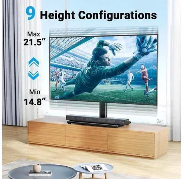 Alt view image 5 of 7 - PERLESMITH Swivel Universal TV Stand Mount for 32-86 Inch LCD OLED Flat/Curved Screen TVs up to 99lbs-Height Adjustable Table Top TV Stand/Base with Tempered Glass Base&Wire Management,VESA 600x400mm