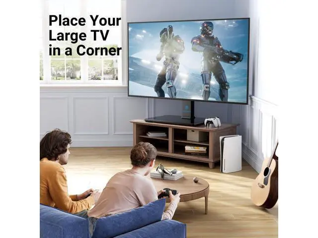 Alt view image 7 of 7 - PERLESMITH Universal Swivel TV Stand for 37-77 inch TVs, Table Top TV Stand Base up to 99 lbs, 4 Height Adjustable Universal TV Legs with Tempered Glass Base, Max VESA 600x400mm, PSTVS02-N1