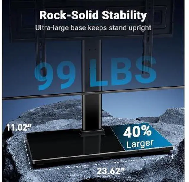 Alt view image 4 of 7 - PERLESMITH Swivel Universal TV Stand Mount for 32-86 Inch LCD OLED Flat/Curved Screen TVs up to 99lbs-Height Adjustable Table Top TV Stand/Base with Tempered Glass Base&Wire Management,VESA 600x400mm