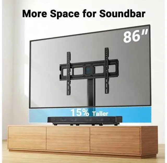 Alt view image 7 of 7 - PERLESMITH Swivel Universal TV Stand Mount for 32-86 Inch LCD OLED Flat/Curved Screen TVs up to 99lbs-Height Adjustable Table Top TV Stand/Base with Tempered Glass Base&Wire Management,VESA 600x400mm