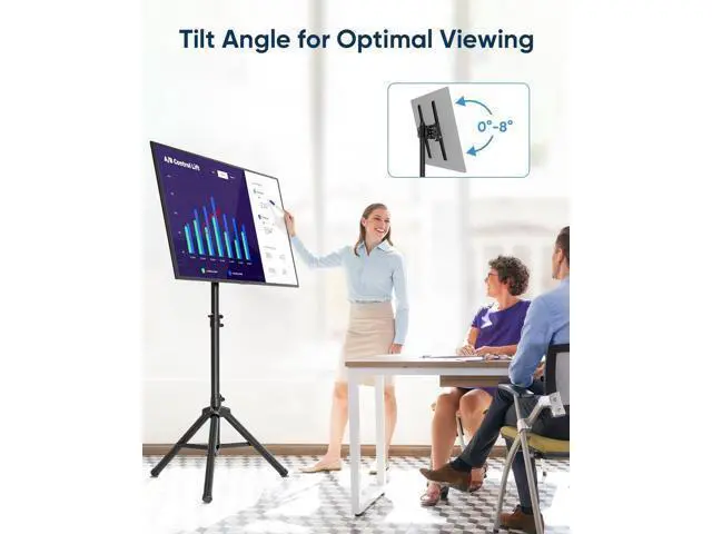 Alt view image 5 of 7 - FORGING MOUNT Tripod Portable Floor TV Stand,Foldable Stand Height Adjustable for Portable Display Floor TV Stand 26-65" Flat Screen/Curved TVs, Holds Up to 77lbs