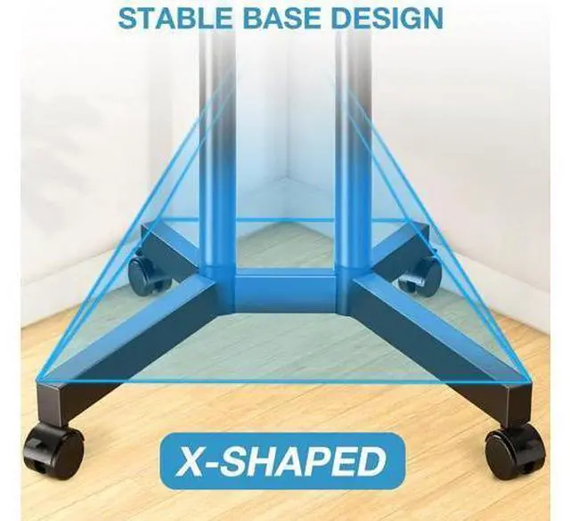 Alt view image 3 of 7 - YOMT Portable Rolling TV Stand for 32-75 inch TVs, Height Adjustable Mobile TV Cart with Locking Casters, Heavy Duty Universal TV Stand On Wheels with Removable Shelf for Living Room, Bedroom, Office