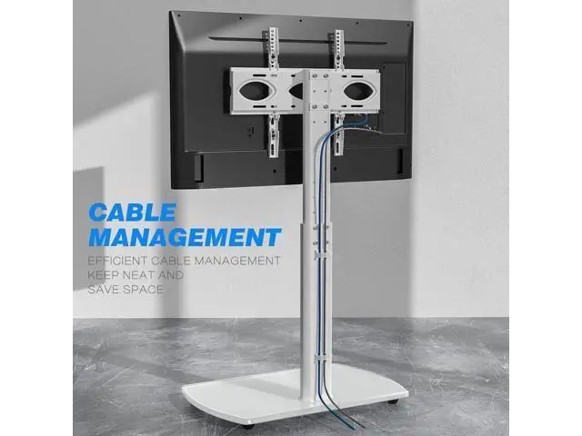 Alt view image 7 of 7 - Rfiver TV Floor Stand with Swivel Mount, Universal for 32-65 Inch LCD LED Flat Screens, White Height Adjustable Space Saving Corner TV Stand for Home Office with Wire Management, VESA 400x400 mm