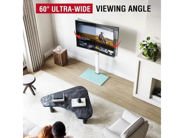 Alt view image 2 of 7 - Swivel TV Floor Stand for 32-65 Inches TVs, 8 Level Height Adjustable Corner Small TV Stand Mount for Living Room/Bedroom, Holds up to 88 lbs,MAX VESA 400x400mm,White