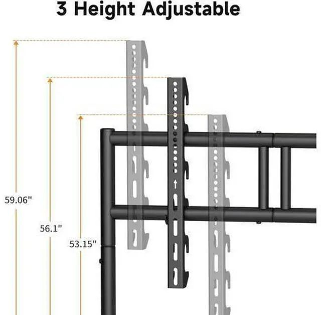 Alt view image 5 of 7 - Easel Rolling TV Stand for 32-80 Inch TV up to 121lbs, Mobile Portable TV Cart with Wheels Minimalist for Home Office Living Room, Max 600x400mm VESA, Black ML5C