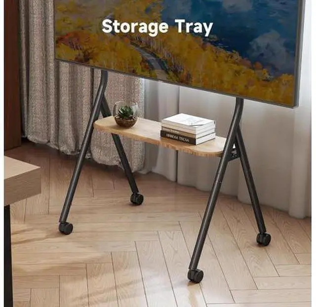 Alt view image 6 of 7 - Easel Rolling TV Stand for 32-80 Inch TV up to 121lbs, Mobile Portable TV Cart with Wheels Minimalist for Home Office Living Room, Max 600x400mm VESA, Black ML5C