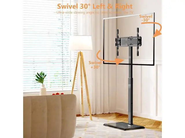 Alt view image 3 of 7 - Universal Floor TV Stand,TV Floor Mount Stand for 32-75 inch TV up to 110 lbs, Swivel and Height Adjustable Tall TV Stand for Bedroom,Office(TCP01-M-A02)