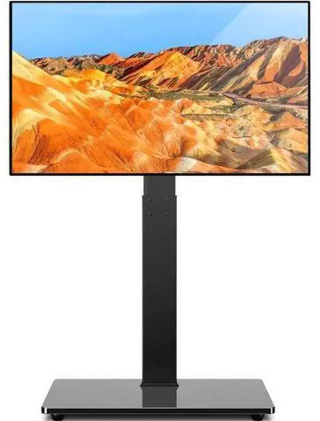 Main image of TAVR Universal Floor TV Stand Base for 32-75 Inch TVs up to 110 Lbs with Swivel Height Adjustable Mount, Black Tempered Glass Base for Media Storage and Space Saving
