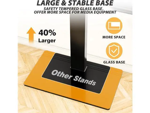 Alt view image 7 of 7 - TAVR Universal Floor TV Stand Base for 32-75 Inch TVs up to 110 Lbs with Swivel Height Adjustable Mount, Black Tempered Glass Base for Media Storage and Space Saving