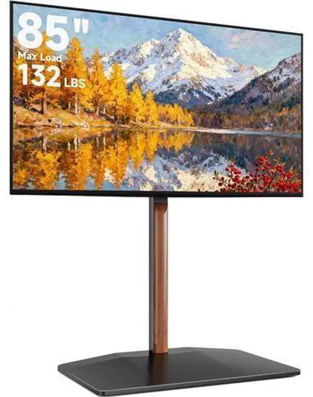 Main image of Universal Swivel TV Stand with Wood for 32-85 Inch LCD LED OLED Screen, Holds 132 Lbs, Height Adjustable Floor TV Stand, Max VESA 600 * 400mm, Black, for Bedroom Living Room