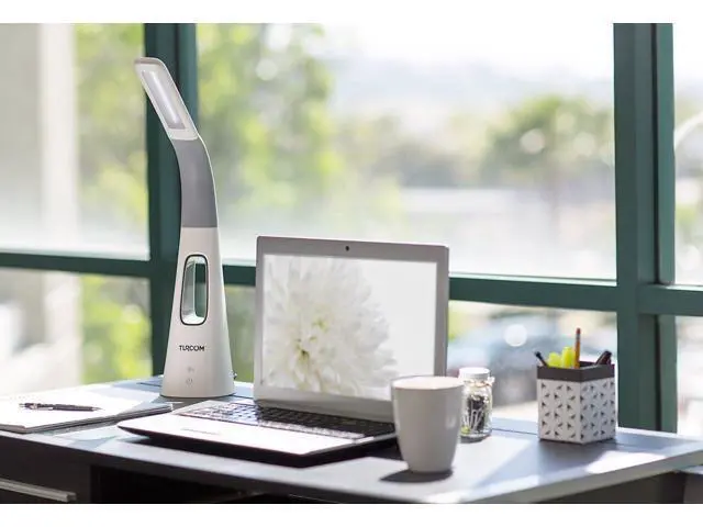 Alt view image 3 of 7 - Turcom LED Desk Lamp with Fan, Cool Breeze Lamp with Bladeless Fan with Adjustable Neck, 3 Speeds and 5 Brightness Levels, White
