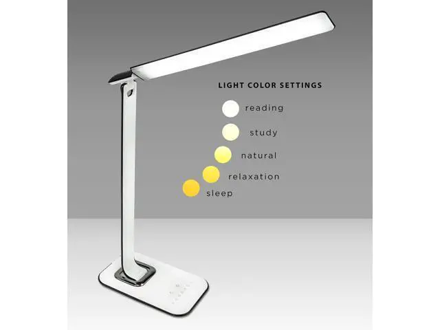 Alt view image 2 of 7 - Turcom LED Desk Lamp With USB Charging Port Dimmable Touch Controls w/Color Adjustment, Eye Care Task Lamp, 5W, 1000 Lux,Multicolor